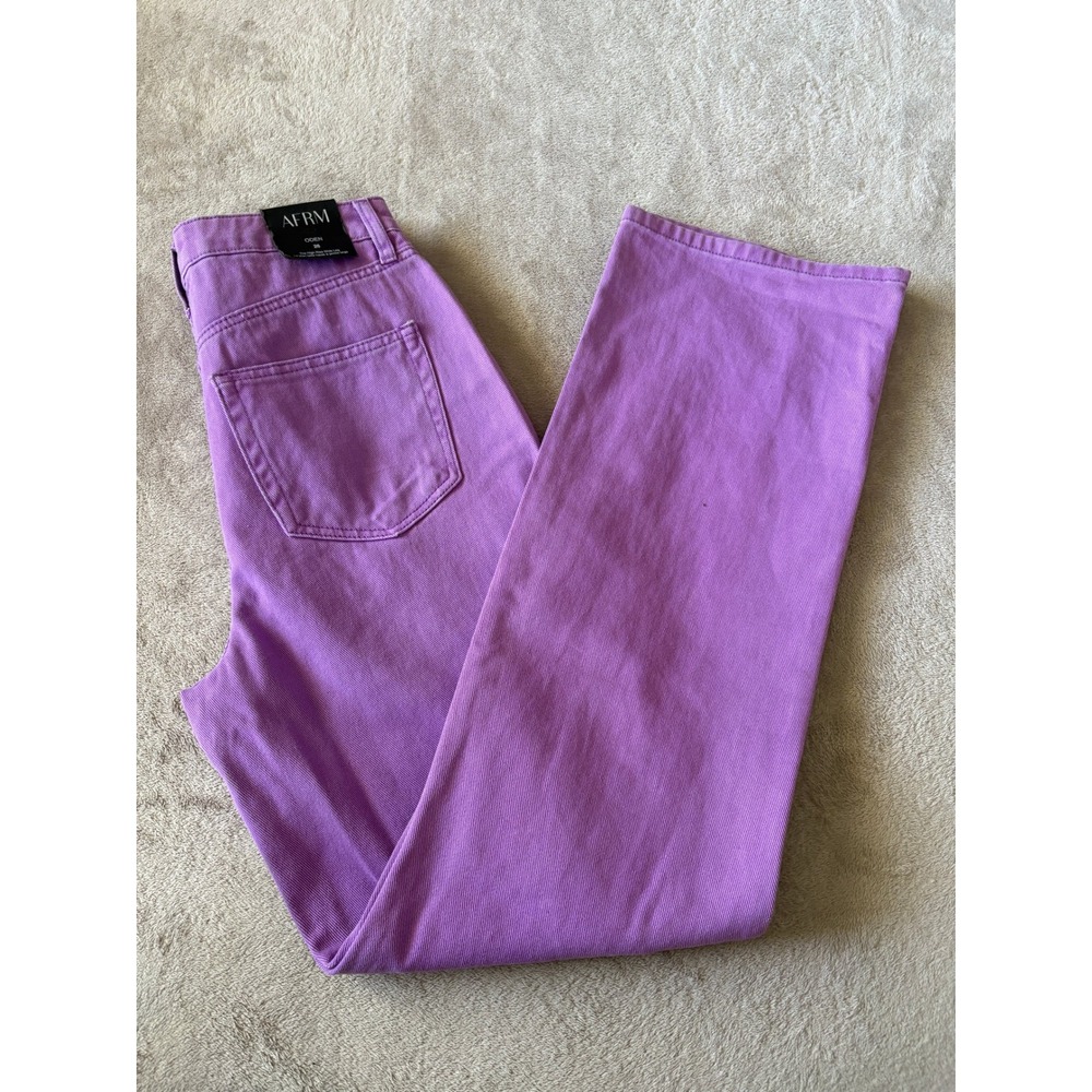 AFRM Oden Purple Distressed Wide Leg Jeans Purple Denim Flare‎ Leg Size 26